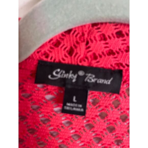 Slinky Brand Top Women L Pink Cardigan Preppy Classic Boho Western Mature Argyle - Picture 4 of 9